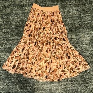 Wilfred Tan and Brown A-line Midi Skirt with Pleats for Casual Wear